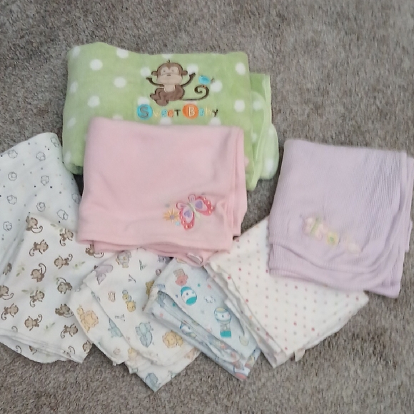 Assorted Baby Receiving Blankets Bundle Of 8 - Picture 1 of 6